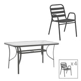 Set masă cu funcție dining Ensure-Sussie, metal și sticlă, Gri, 120x70x70 cm