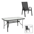 mobilier de gradina Set masă cu funcție extensibilă Calan, Metal și Sticlă, 140x80x70 cm