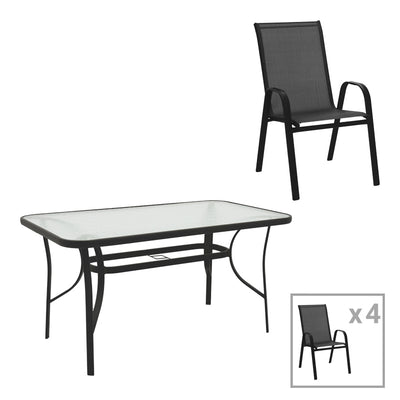 mobilier de gradina Set masă cu funcție extensibilă Calan, Metal și Sticlă, 140x80x70 cm