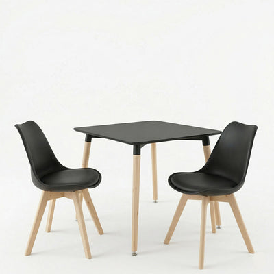 Set masă cu scaune Gaston și Natali, 3 piese, Natural, 70x70x75 cm