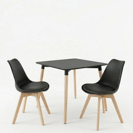 Set masă cu scaune Gaston și Natali, 3 piese, Natural, 70x70x75 cm