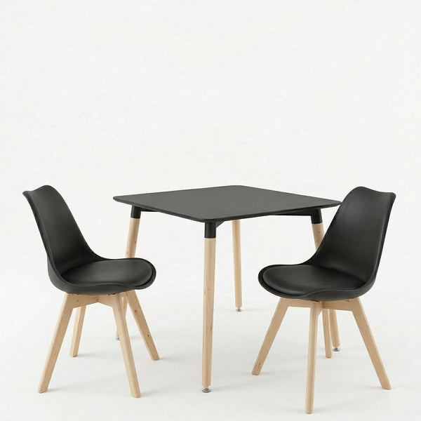 Set masă cu scaune Gaston și Natali, 3 piese, Natural, 70x70x75 cm