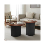 Set 2 mese de cafea Dovel, MDF si metal, 70x70x45 cm - Nuc-Negru