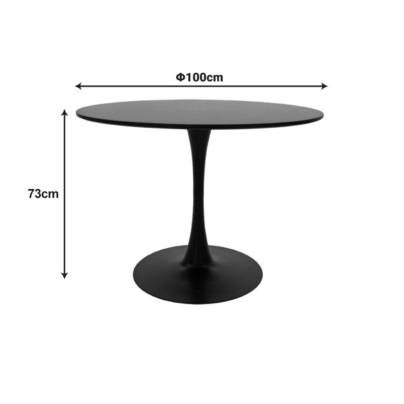 Set masa de dining 5 piese cu functie Bella-Balou, Negru Negru, D100x73 cm