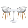 Masa Cu Scaune Set masă de dining Elijah-Ezra 3 piese, Gri-Alb, 60x74 cm