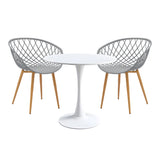 Set masă de dining Elijah-Ezra 3 piese, Gri-Alb, 60x74 cm