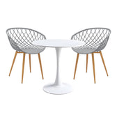 Masa Cu Scaune Set masă de dining Elijah-Ezra 3 piese, Gri-Alb, 60x74 cm