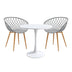 Masa Cu Scaune Set masă de dining Elijah-Ezra 3 piese, Gri-Alb, 60x74 cm