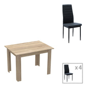 Set Masa de dining format 5 piese Manka-Parker fabricat, neagra-sonoma 110x80x77 cm