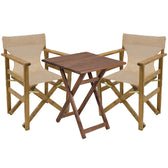 mobilier de gradina Set masa de sufragerie 3 piese Retto lemn masiv de fag nuc-bej-Crem stofa 60x60x71 cm
