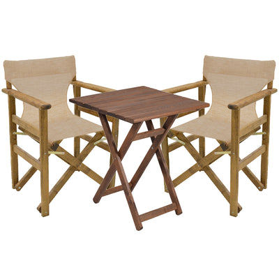 mobilier de gradina Set masa de sufragerie 3 piese Retto lemn masiv de fag nuc-bej-Crem stofa 60x60x71 cm