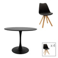 Set Masa de sufragerie Balou-Caron de 5, negru-Natural 100x75 cm