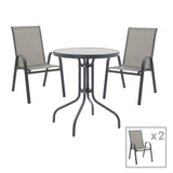 Set Masa de sufragerie Calan-Watson 3 metal Gri si sticla calita, D60x70 cm