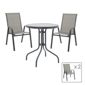 Set Masa de sufragerie Calan-Watson 3 metal Gri si sticla calita D60x70cm