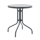Set Masa de sufragerie Calan-Watson 3 metal Gri si sticla calita, D60x70 cm, imagine suplimentara