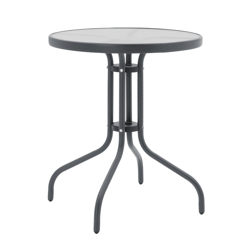 Set Masa de sufragerie Calan-Watson 3 metal Gri si sticla calita, D60x70 cm, imagine suplimentara