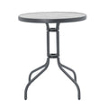Set Masa de sufragerie Calan-Watson 3 metal Gri si sticla calita, D60x70 cm, detaliu produs