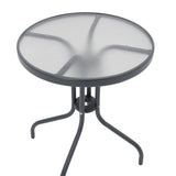 Set Masa de sufragerie Calan-Watson 3 metal Gri si sticla calita, D60x70 cm