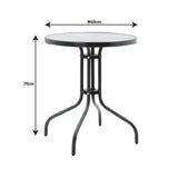 Set Masa de sufragerie Calan-Watson 3 metal Gri si sticla calita, D60x70 cm