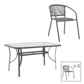 mobilier de gradina Set masă de sufragerie cu 4 scaune Ensure-Lindaria, Metal și Sticlă, 140x80x70 cm, Gri antracit