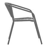 Set masă de sufragerie cu 4 scaune Ensure-Lindaria, Metal și Sticlă, Gri antracit, 140x80x70 cm, perspectiva suplimentara