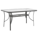 Set masă de sufragerie cu 4 scaune Ensure-Lindaria, Metal și Sticlă, Gri antracit, 140x80x70 cm