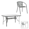 mobilier de gradina Set masă de sufragerie cu 4 scaune Ensure-Lindaria, Metal/ Sticlă, 120x70x70 cm, Gri antracit