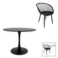 Set Masa de sufragerie Ezra-Balou 5 -mdf neagra D100x75 cm