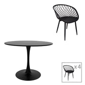 Set Masa de sufragerie Ezra-Balou 5 -mdf neagra D100x75 cm