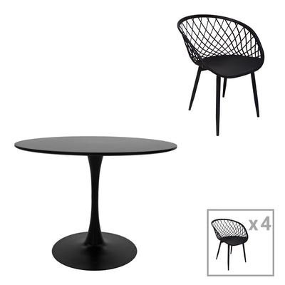 Set Masa de sufragerie Ezra-Balou 5 -mdf neagra D100x75 cm
