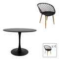Set Masa de sufragerie Ezra-Balou 5 -mdf, negru-Natural D100x75 cm