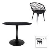Set Masa de sufragerie Ezra-Balou I 5 -mdf, neagra, D120x75 cm