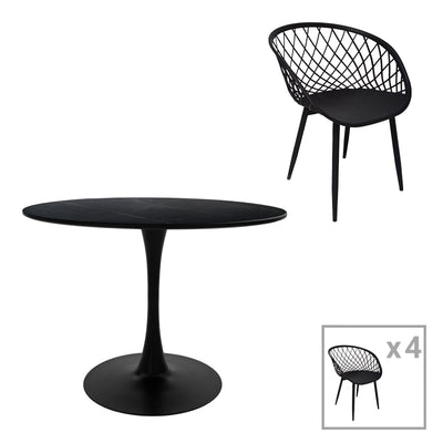 Set Masa de sufragerie Ezra-Balou I 5 -mdf neagra D120x75 cm