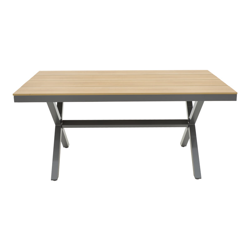Set masa de sufragerie Thorio-Azelie 5 antracit aluminiu si placaj, Natural, 160x90x75 cm, detaliu produs