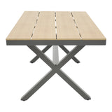 Set masa de sufragerie Thorio-Felicia 7 antracit aluminiu si placaj, Natural, 160x90x75 cm