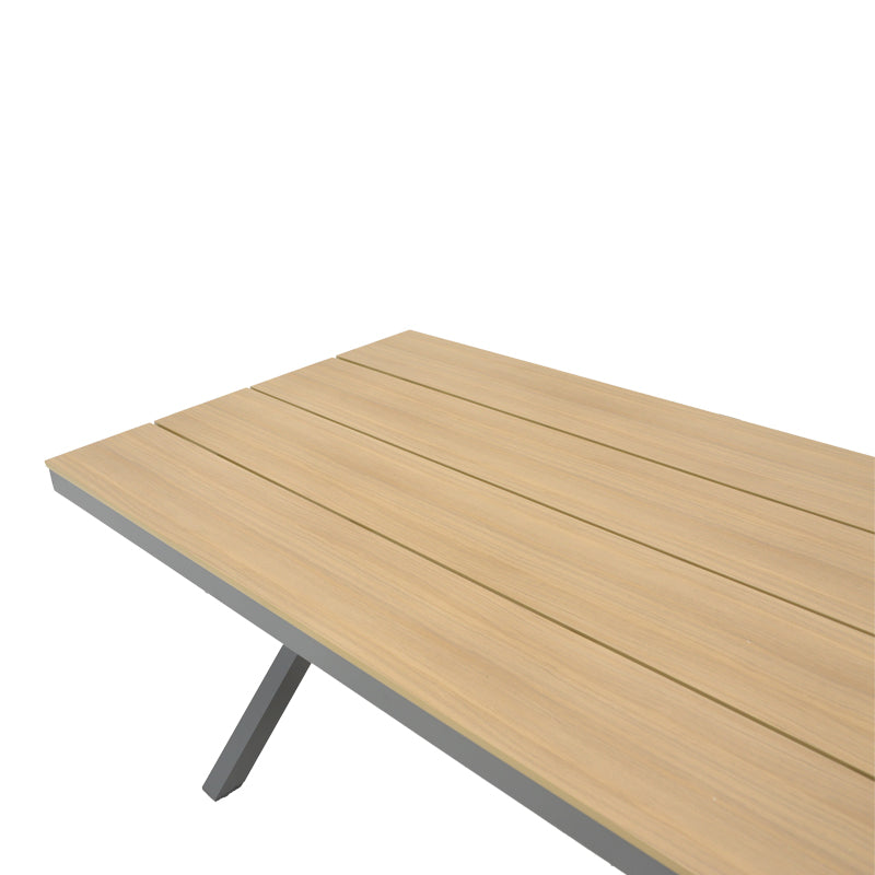 Set masa de sufragerie Thorio-Felicia 7 antracit aluminiu si placaj, Natural, 160x90x75 cm, foto produs 10