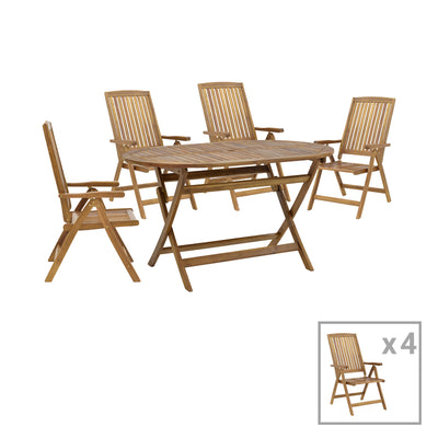 mobilier de gradina Set masa de sufragerie Zerco-Falov 5 lemn masiv Natural de salcâm 130x80x72 cm