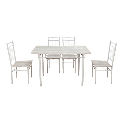 Set masă dining 5 piese cu masă și scaune Roza, și metal, Stejar, 120x65x75 cm, imagine suplimentara