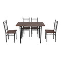 Set masă dining cu 5 piese, imitatie nuc și metal, model Roza, picioare, negre, 110x60x75 cm, imagine suplimentara