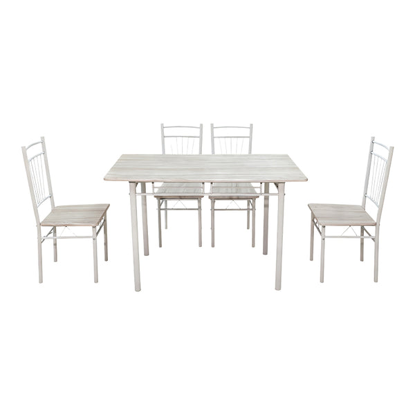 Set masă dining cu 5 piese, sonoma albe, 110x60x75 cm