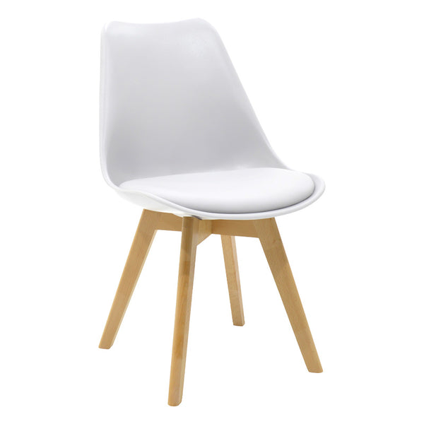 Set masa dining Julita-Gaston, cu 5 piese, și lemn de fag, alb-natur, 80x73 cm