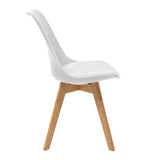 Set masa dining Julita-Gaston, cu 5 piese, și lemn de fag, alb-natur, 80x73 cm