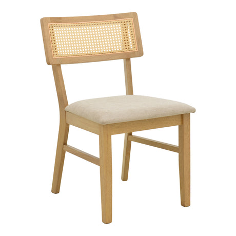 Set masă dining Raffles cu 7 piese, lemn cauciucat și ratan, natural, 150x90x76 cm