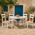 Set masa extensibila cu 5 piese Mabor-York, Lemn Alb, 120-150x80x73 cm