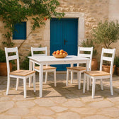 Set masa extensibila cu 5 piese Mabor-York, Lemn Alb, 120-150x80x73 cm
