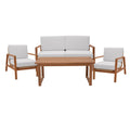 Set masa, fotolii si canapea 4 buc de gradina Doumain Boho Natural 150x90x72 cm