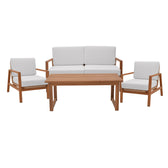 Set masa, fotolii si canapea 4 buc de gradina Doumain Boho Natural 150x90x72 cm