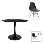 Julita-Balou I set masa de 5, -PPa negru-Natural D120x75 cm