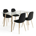 Set masa si 4 scaune Titta-Bella, Sticla, Negru-Natural, 120x70x75 cm, imagine ambient