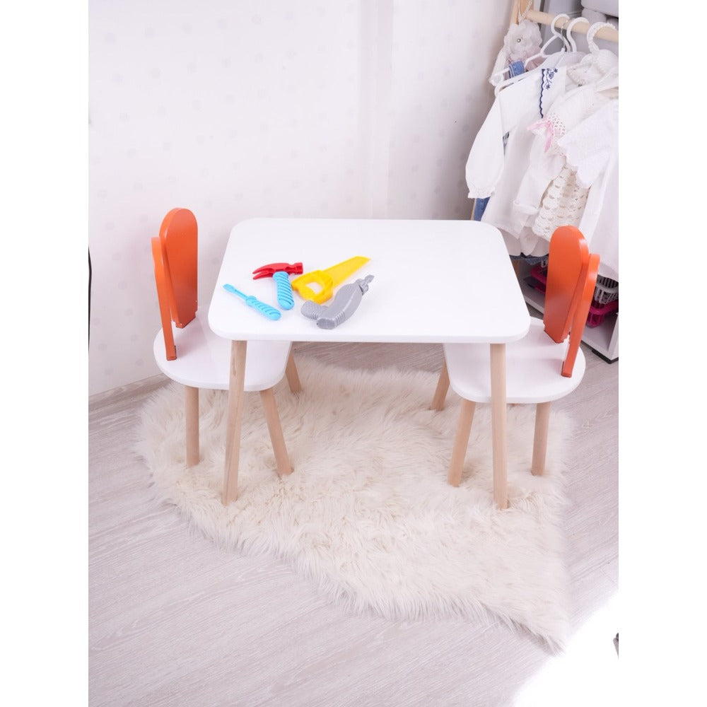 Set masa si scaun pentru copii Furniture Bunny One, 30x25 cm - Orange
White